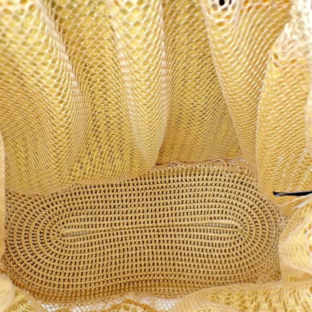 Vintage Gap Gold Mesh Handbag Knit Sequins Round Handle
